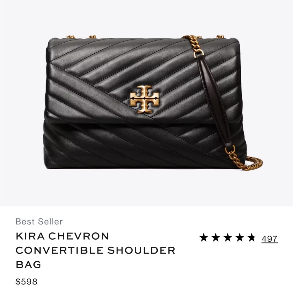 Tory Burch Black Chevron Quilted Shoulder Bag